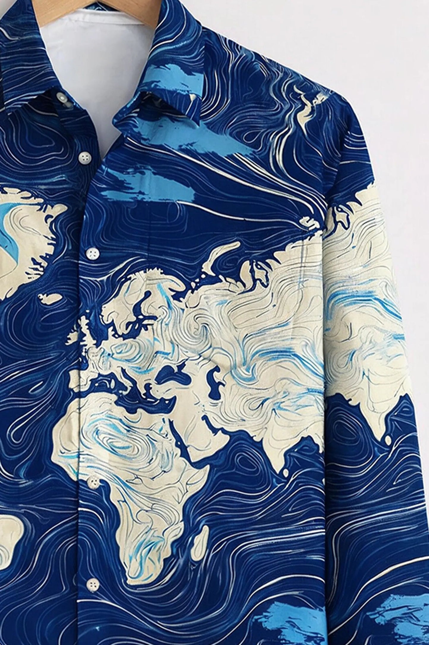 Global Flow Print Shirt – Navy