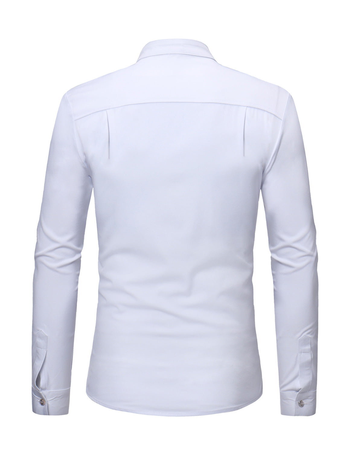 Men's Stand Collar Lace Solid Color Long Sleeve Tuxedo Dress Shirt