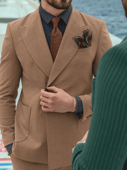Men's Retro Single Breasted Plaid Gentleman Business Suit Jacket