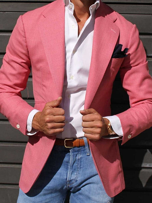 Men's Vintage Single-Breasted Solid Color Gentleman's Business Suit Jacket