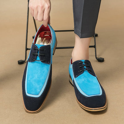 Men's Stylish British Style Matte Crash Color Lace Up Wooden Sole Casual Faux Leather Shoes