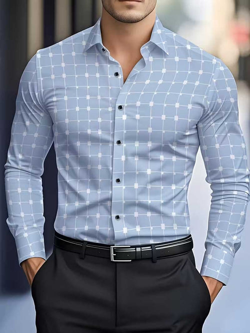 Men's Street Style Business Casual Printed Long Sleeve Shirt