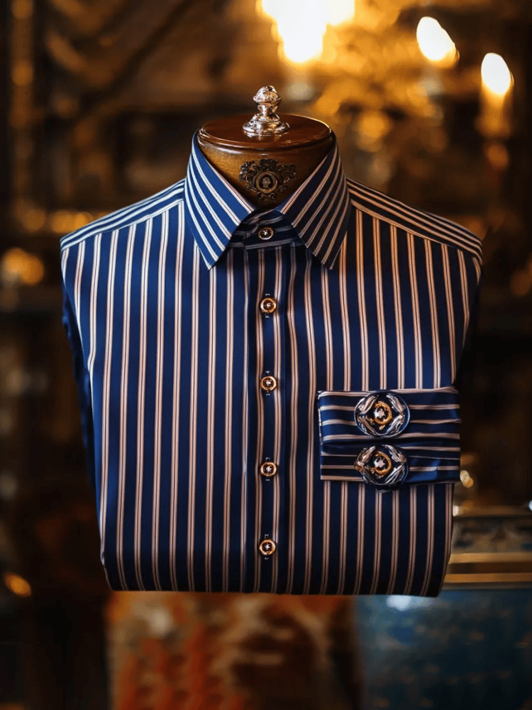 Men's Elegant Romantic Striped Long Sleeve Shirt