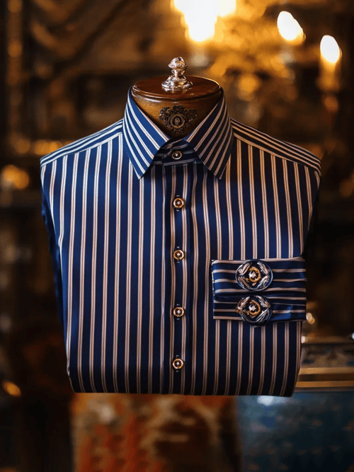 Men's Elegant Romantic Striped Long Sleeve Shirt