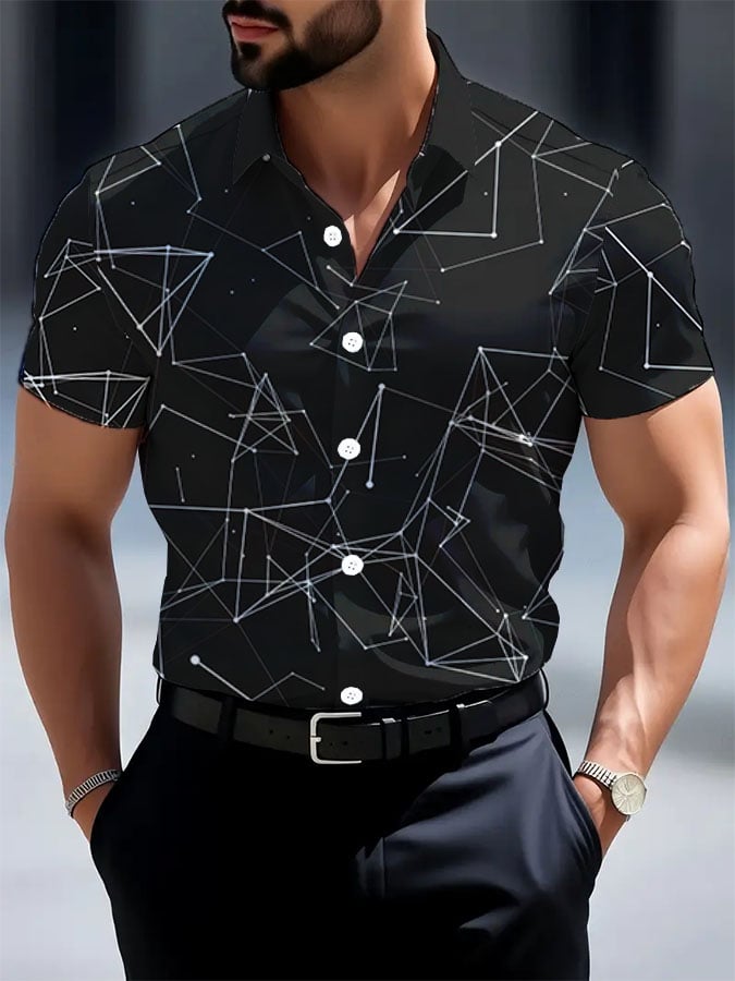 Men's Casual Business Geometric Shirt