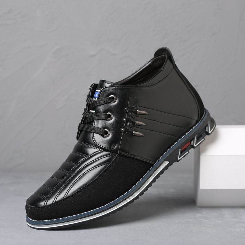 Fashion Mid-Top Lace-Up Casual Men'S Leather Shoes