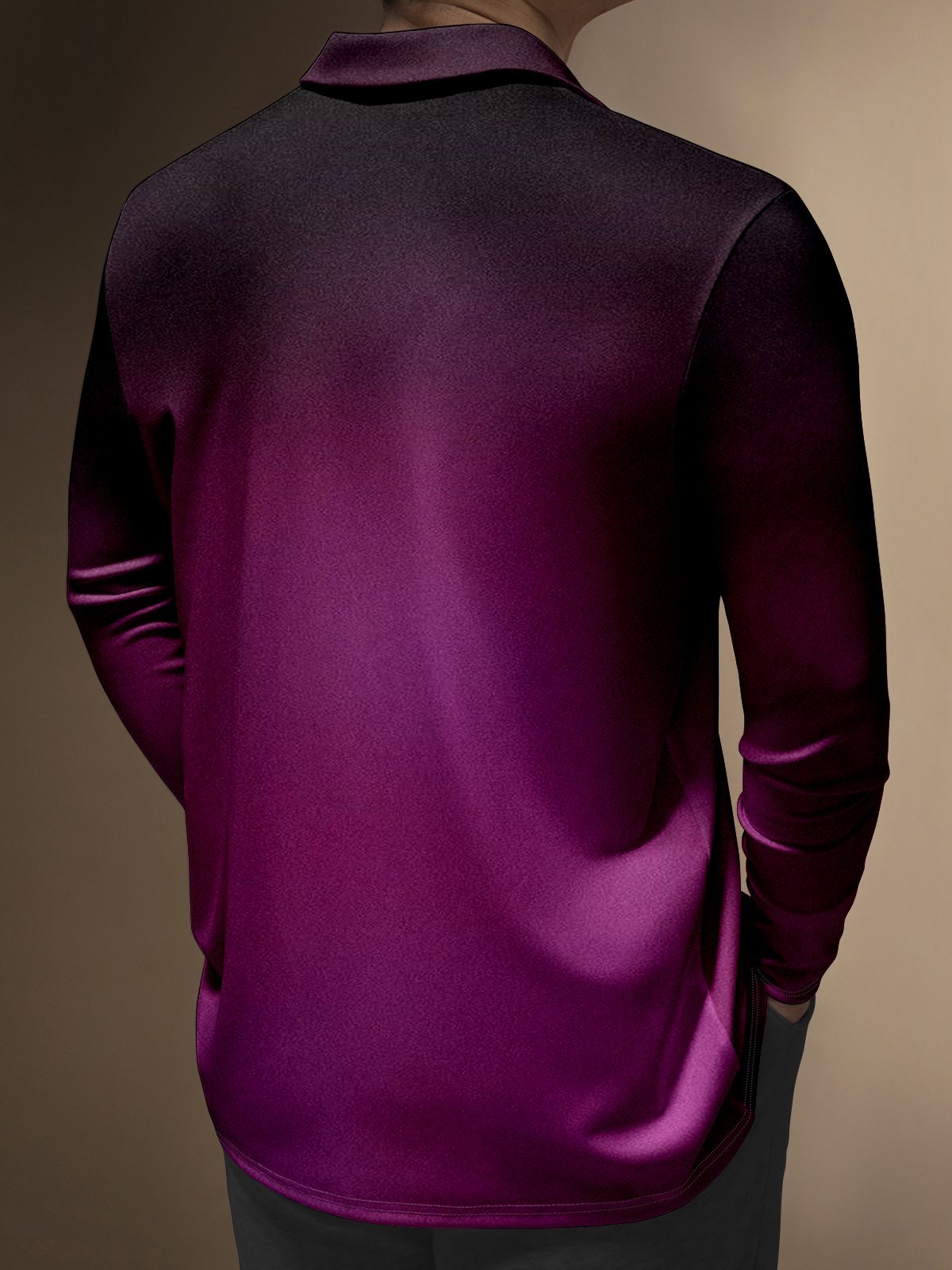 Men's Business Casual Striped Long-Sleeved Polo Shirt