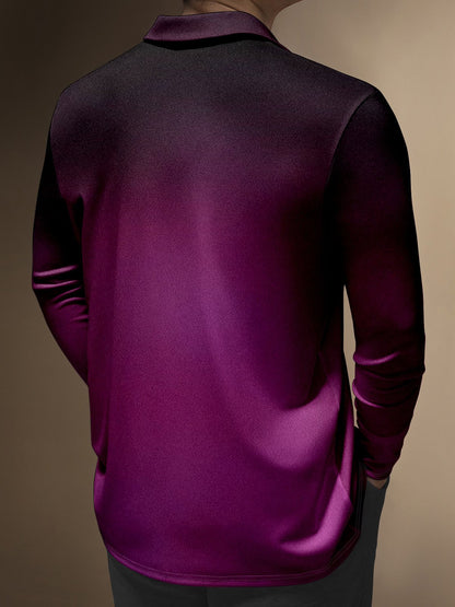 Men's Business Casual Striped Long-Sleeved Polo Shirt