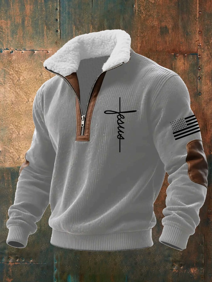 Men's Casual Faith Retro Textured Sweatshirt