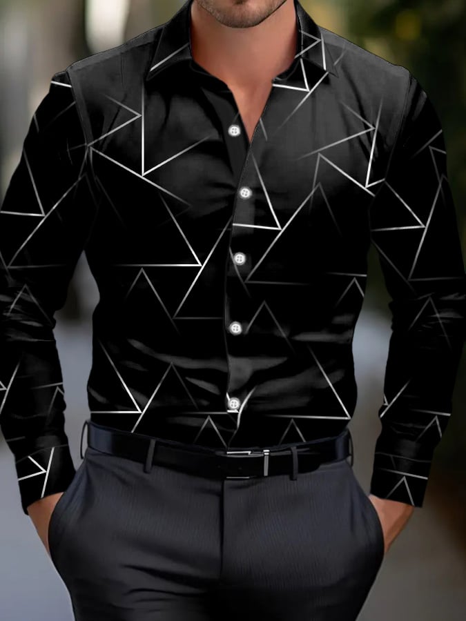 Men's Simple Business Style Geometric Pattern Print Shirt