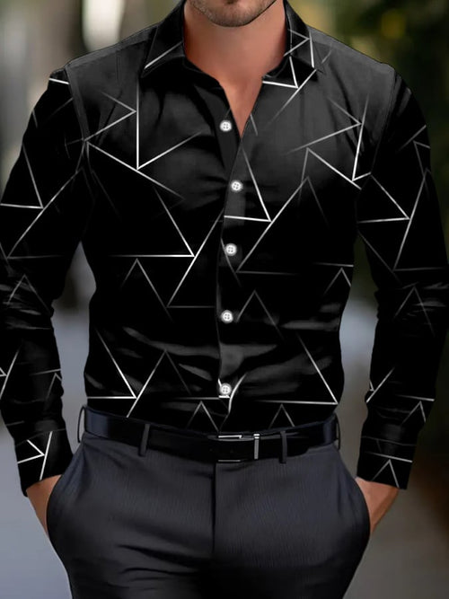 Men's Simple Business Style Geometric Pattern Print Shirt