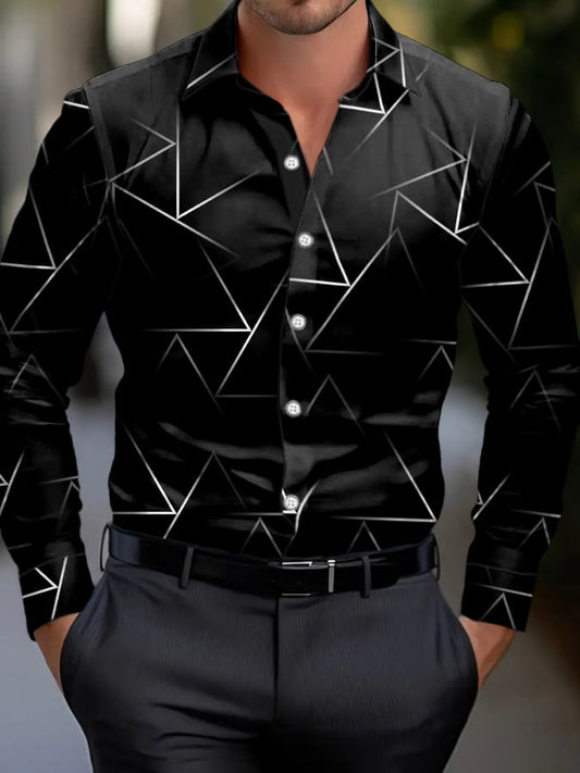 Men's Simple Business Style Geometric Pattern Print Shirt