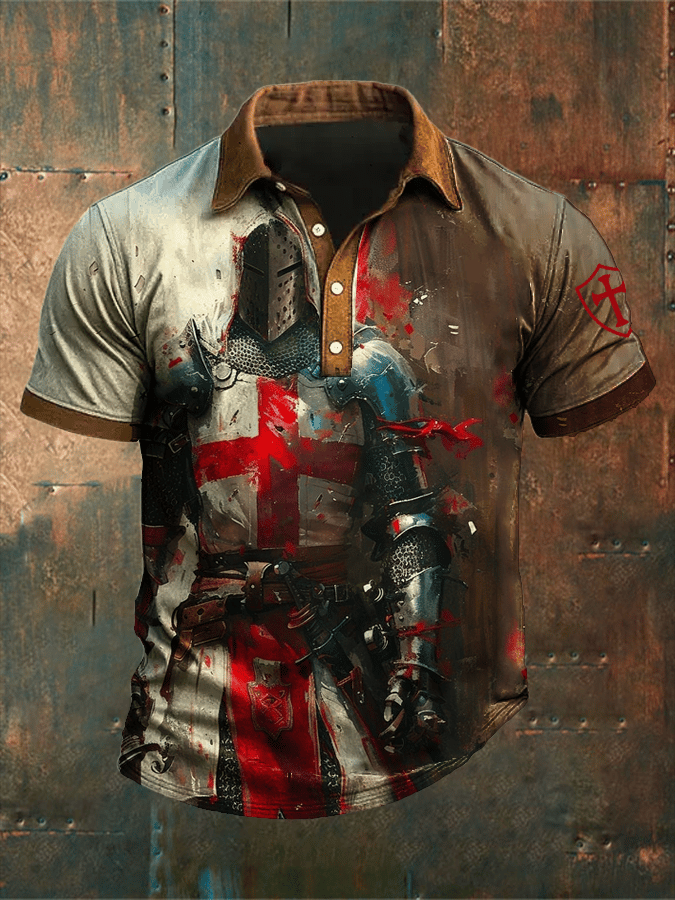 Men'S Retro Put On The Full Armor Of Godd Faith Printed POLO Shirt
