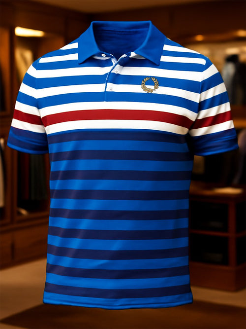 Men's Business Casual Button Short Sleeve Polo Shirt