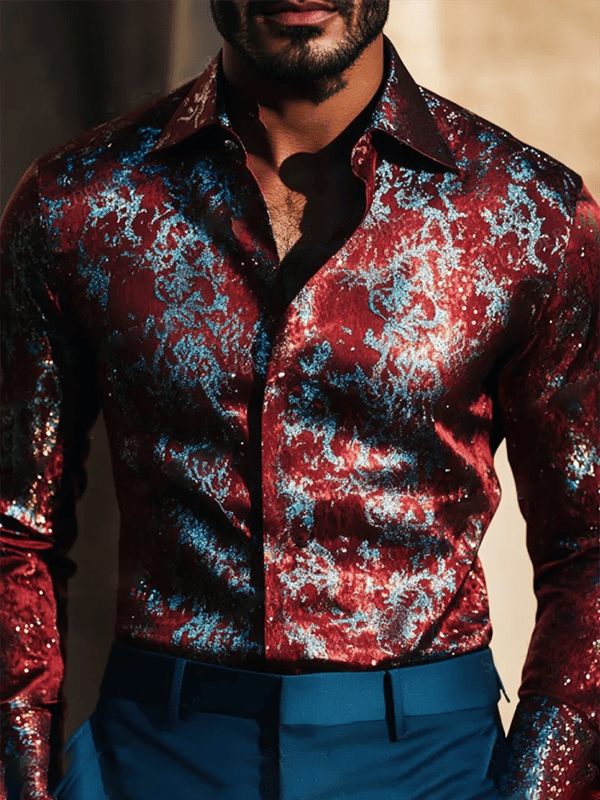 Men's Satin Luxe Long Sleeve Button Down Shirt