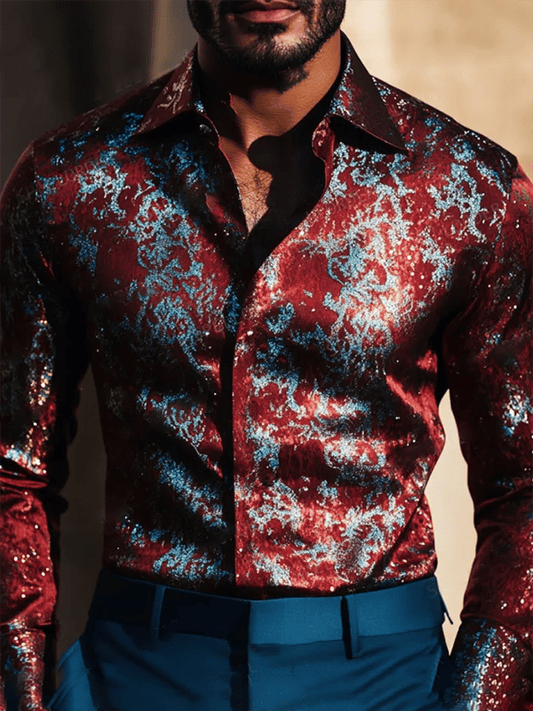Men's Satin Luxe Long Sleeve Button Down Shirt