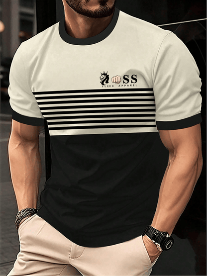 Men's Retro Letter Print Crew Neck T-Shirt