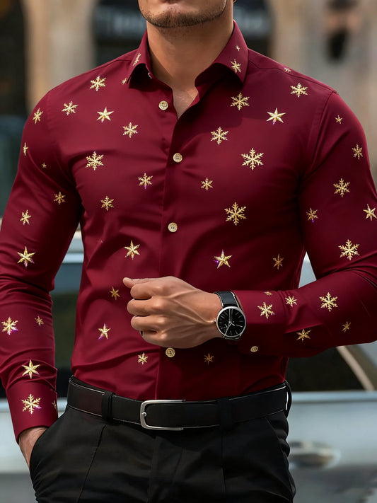 Men's Business Print Long Sleeve Shirt
