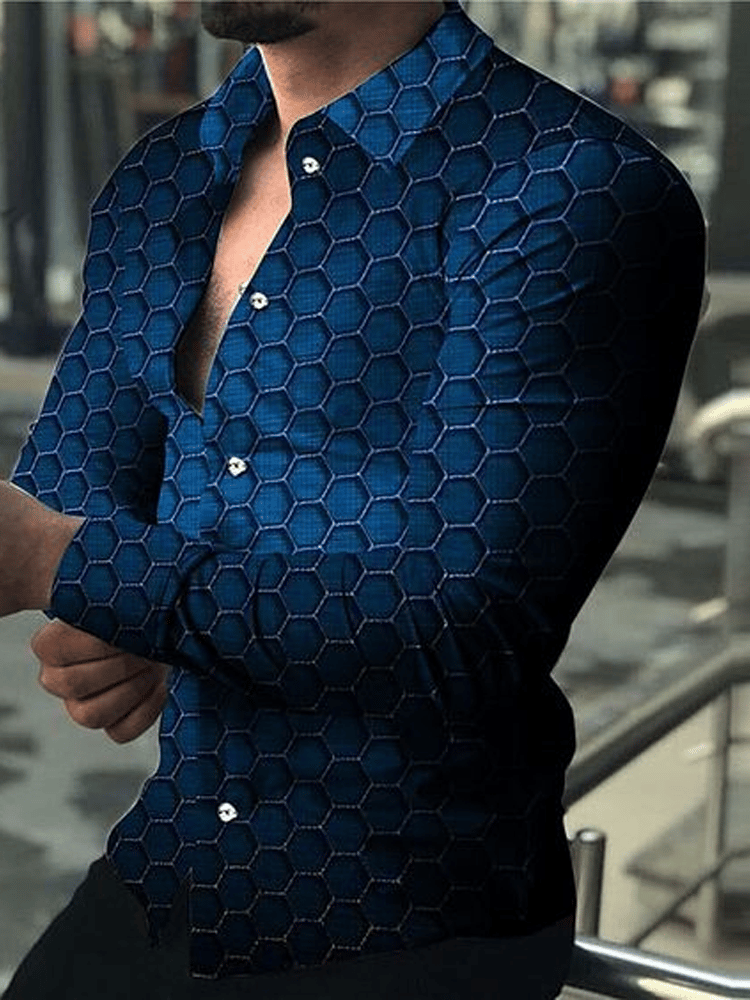 Men's Business Casual Striped Long Sleeve Shirt