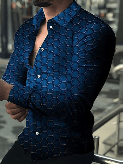 Men's Business Casual Striped Long Sleeve Shirt