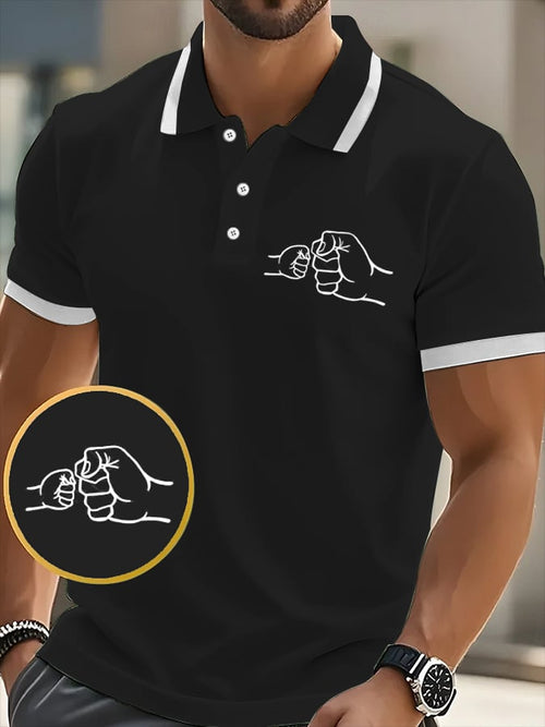 Men's Father's Day “Baby Toddler Kid Dad Fist Bump” Casual Printed Polo Shirt