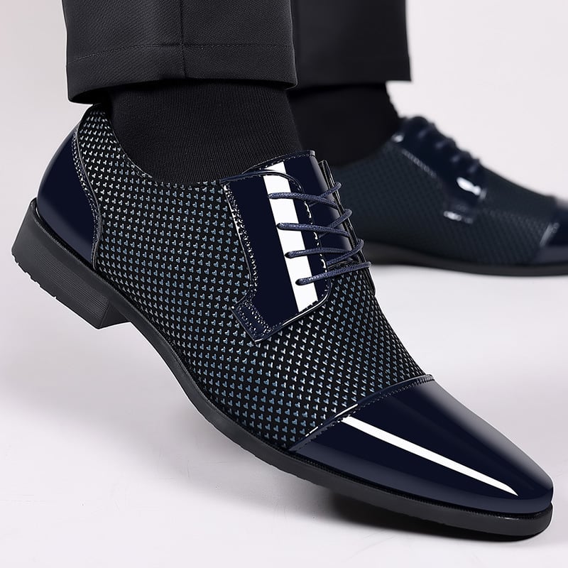Men's Versatile Toe Toe Glossy Business Casual Leather Shoes