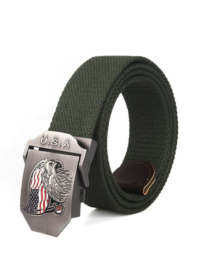 Men's outdoor training automatic buckle nylon canvas braided belt