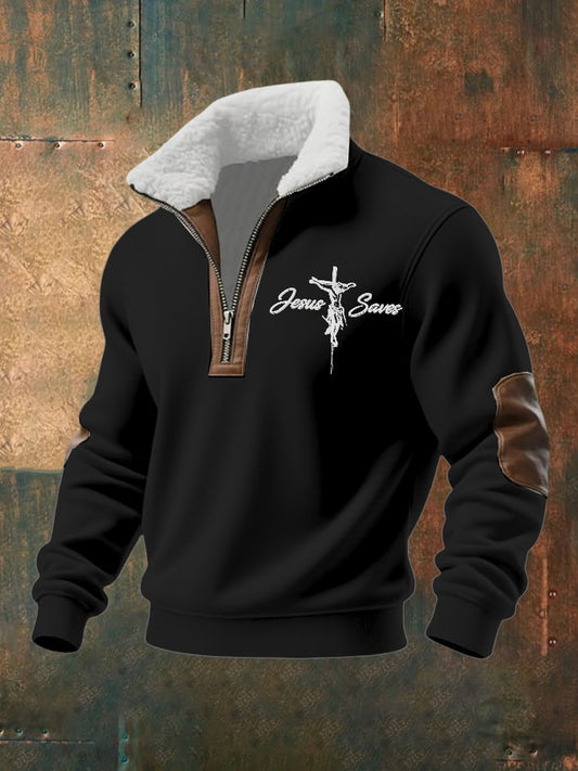 Men's Faith Art Print Zipper Sweatshirt