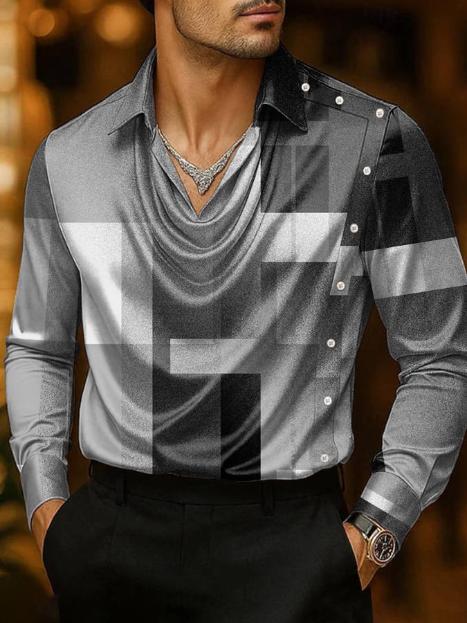 Men's Business Casual Satin Shirt