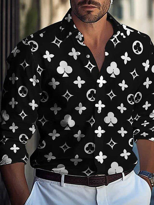 Men's Street Style Business Casual Printed Long Sleeve Shirt