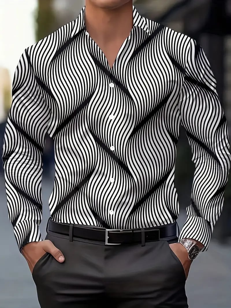 Men's Street Style Business Casual Printed Long Sleeve Shirt