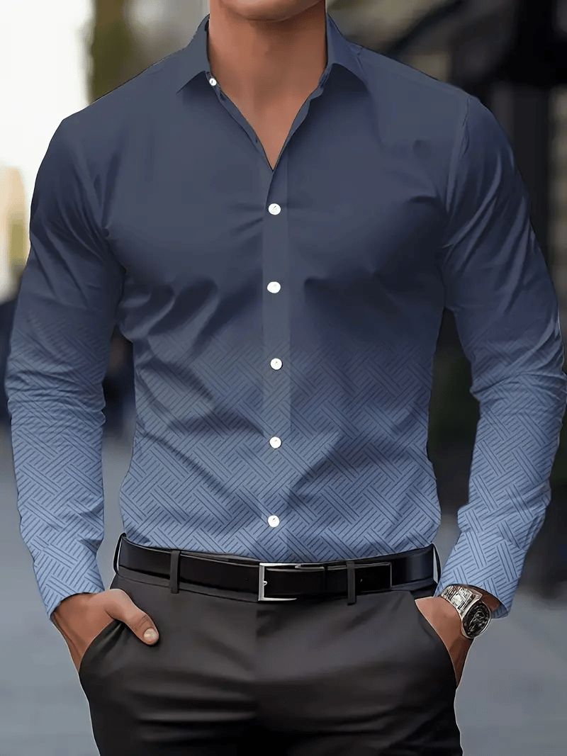 Men's Plaid Business Long Sleeve Shirt
