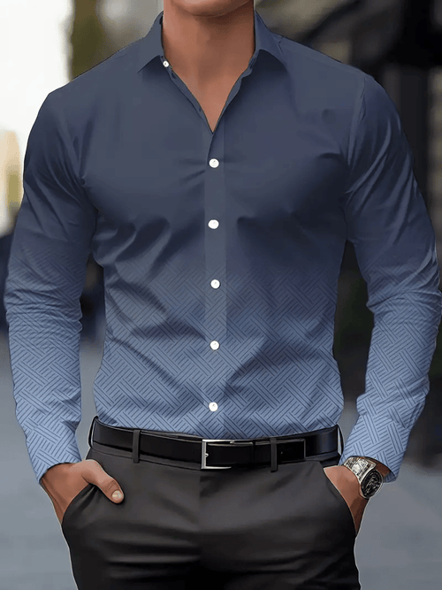 Men's Plaid Business Long Sleeve Shirt