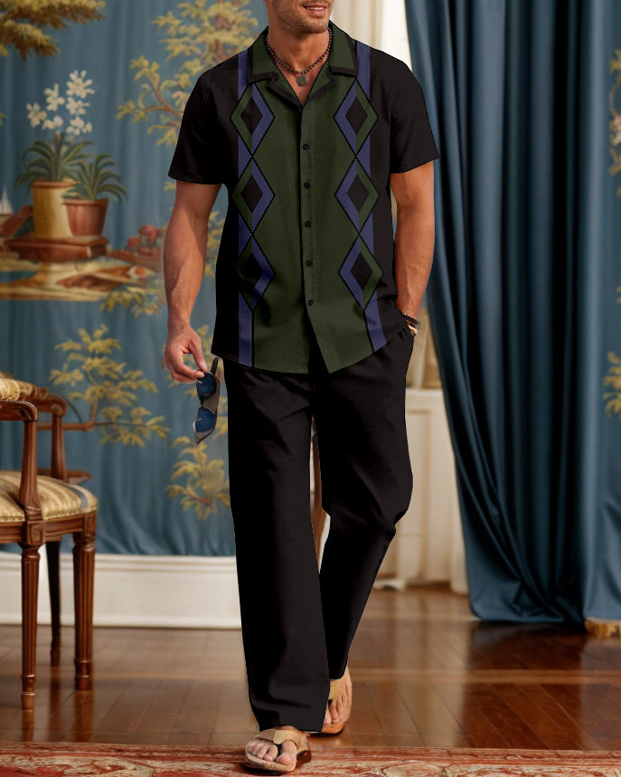 Rianmond Customized classic striped bowling shirt Walking Suit