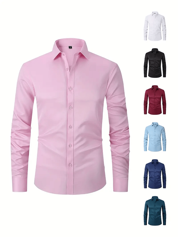 Men's Solid Color Design Business Casual Shirt
