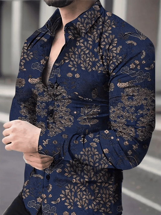 Men's Street Style Business Casual Printed Long Sleeve Shirt