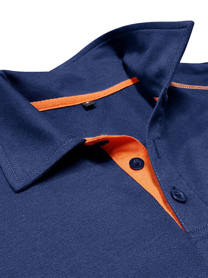 Men's Color Blocking Polo Collar Short Sleeved Polo Shirt
