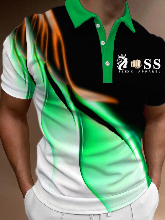 Men's Fashion Casual Printed Polo Shirt
