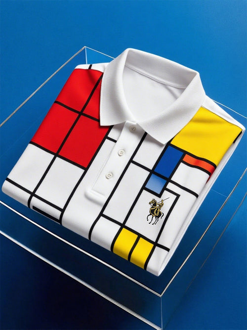 Men's Business Casual Artistic Button Short Sleeve Polo Shirt