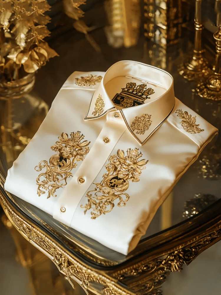 Men's Satin Luxe Print Short Sleeve Button Shirt