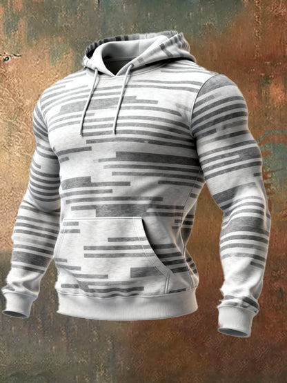Men's Retro Distressed Color Block Print Casual Long Sleeve Sweatshirt