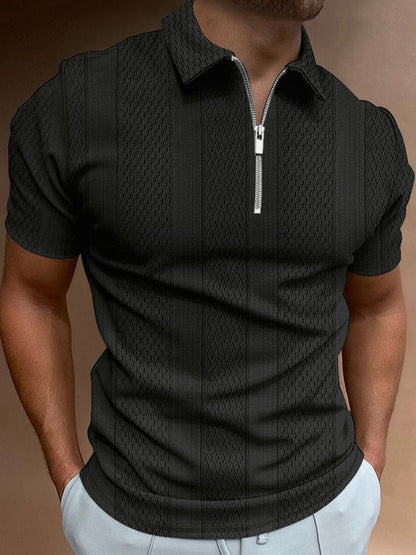 Fashion Casual Lapel Knitted Jacquard Polo