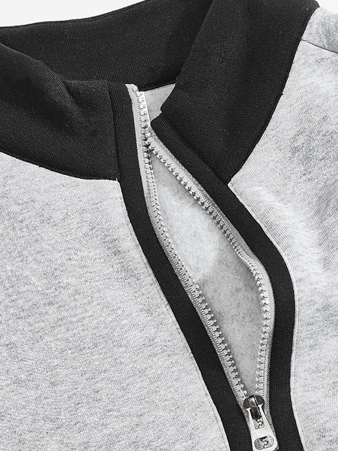 Men's Retro Patchwork Comfortable Color Block Zipper Sweatshirt
