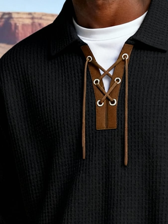 Men's Retro Outdoor Waffle-Knit Sweatshirt