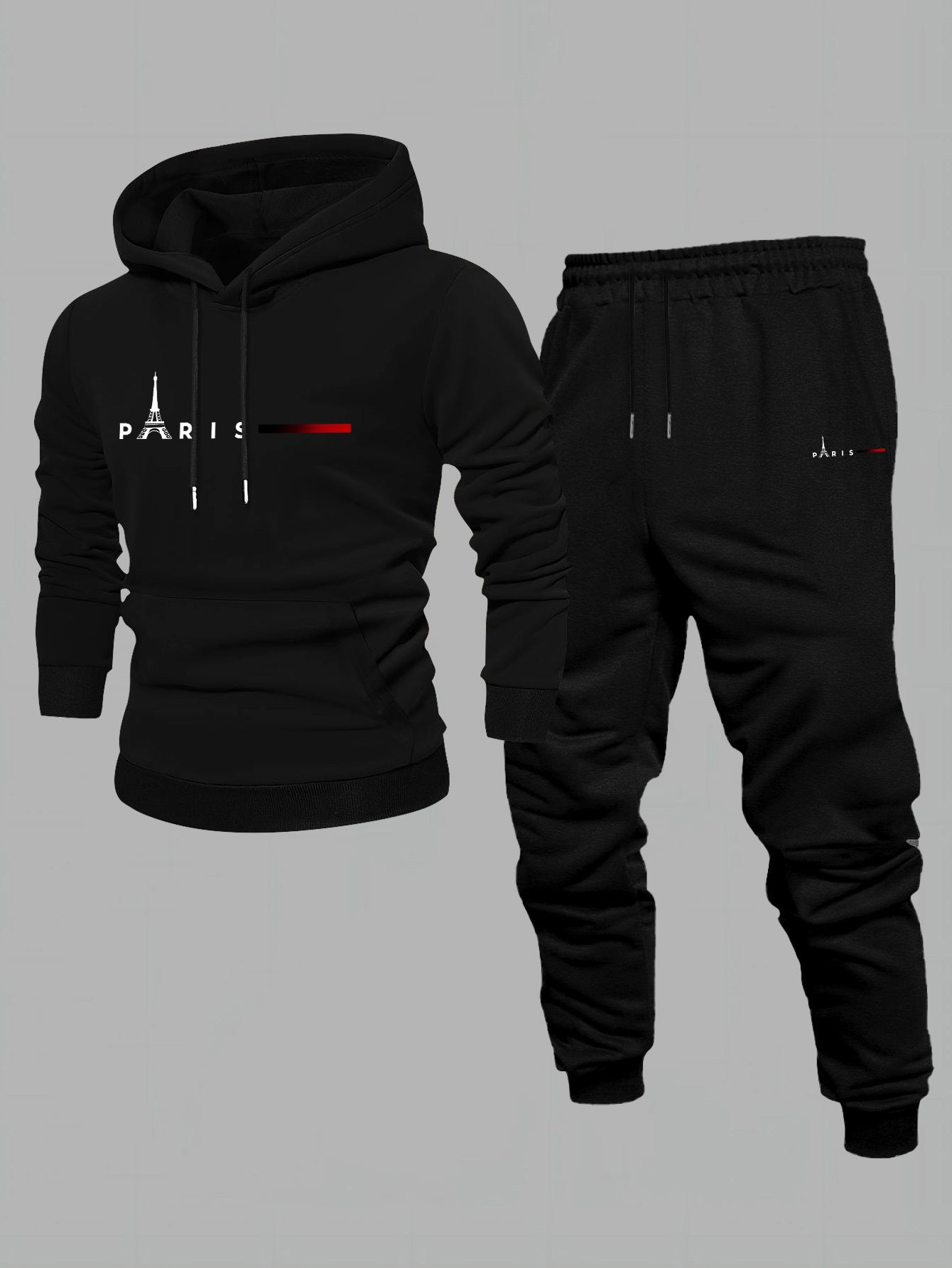 Men's Casual Color Matching Hoodies Long Sleeved Sweatshirts & Sweatpants Two-Piece Set