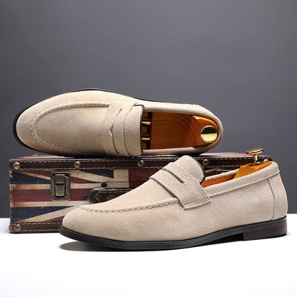 Men'S Pointed Head Frosted Overshoes Business Casual Slip-On Shoes