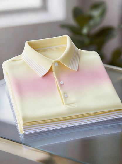 Men's Business Casual Button Short Sleeve Polo Shirt