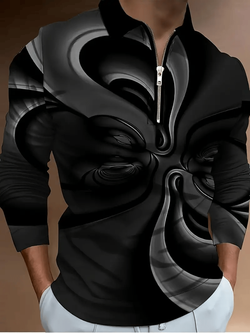Men's Business Casual Striped Zip-Up Shirt