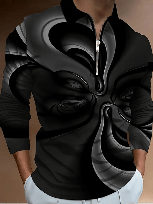 Men's Business Casual Striped Zip-Up Shirt