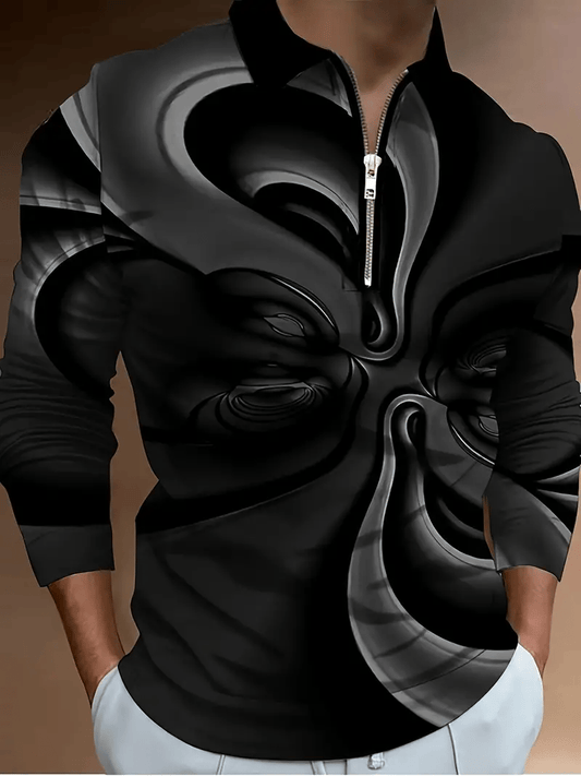 Men's Business Casual Striped Zip-Up Shirt